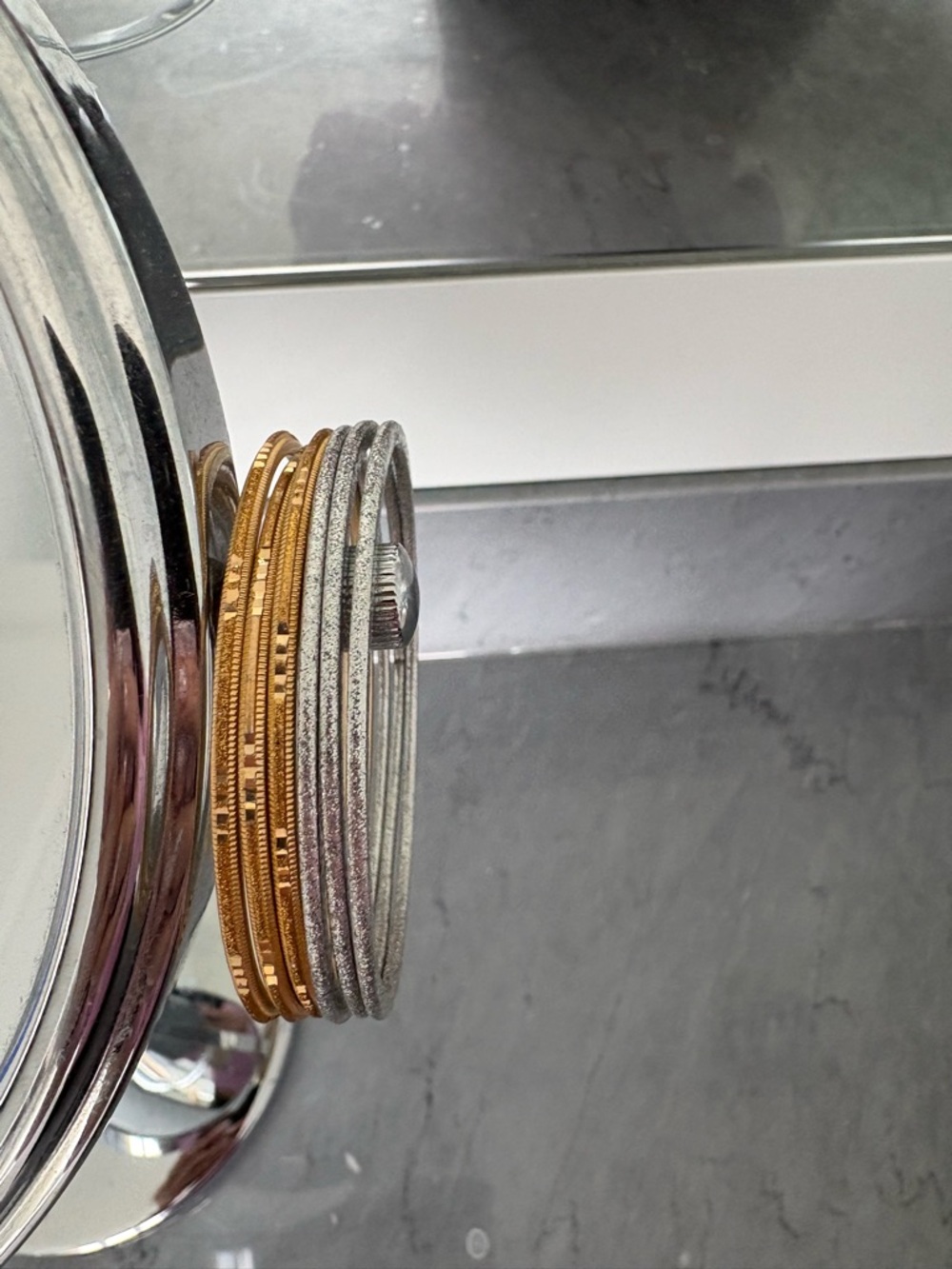 Stackable Metallic Bangle Bracelet Set - Gold & Silver - Picture 2 of 3